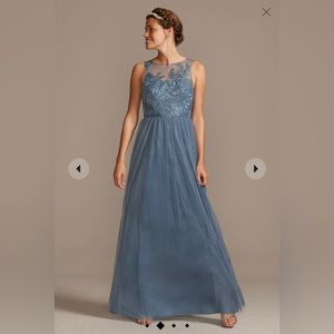 sleeveless embroidered soft net bridesmaid dress - David’s Bridal